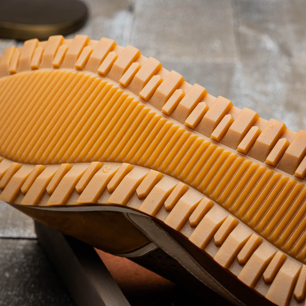 Zelli Matteo Calfskin and Perforated Suede Sneakers in Mustard