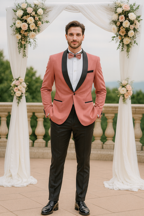 Mauve Velvet Tuxedo Jacket with Shawl Lapel – Slim Fit