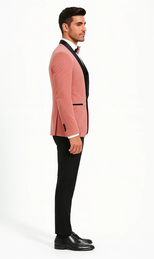 Mauve Velvet Tuxedo Jacket with Shawl Lapel – Slim Fit