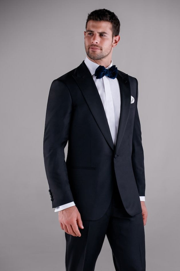 Davoli Peak Black 1-Button Peak Tuxedo (2-Piece Set) by MaxDavoli