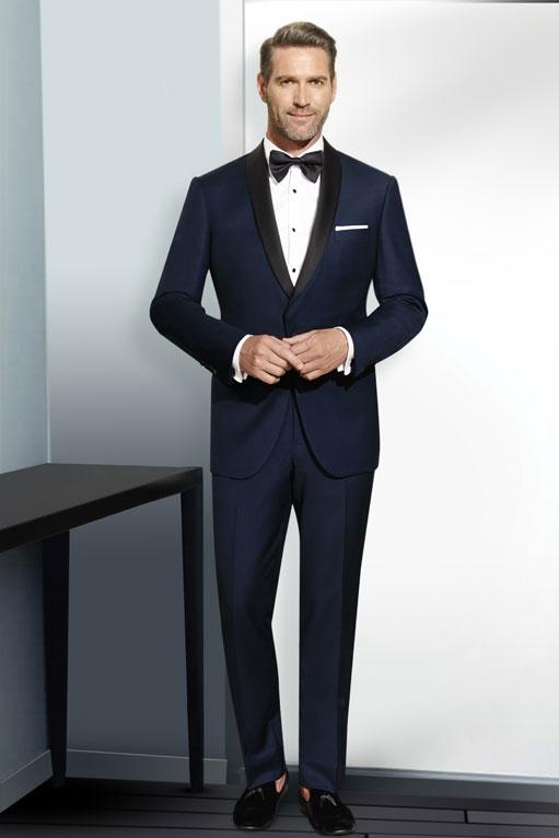 Max Navy Blue 1-Button Shawl Tuxedo (2-Piece Set) by MaxDavoli