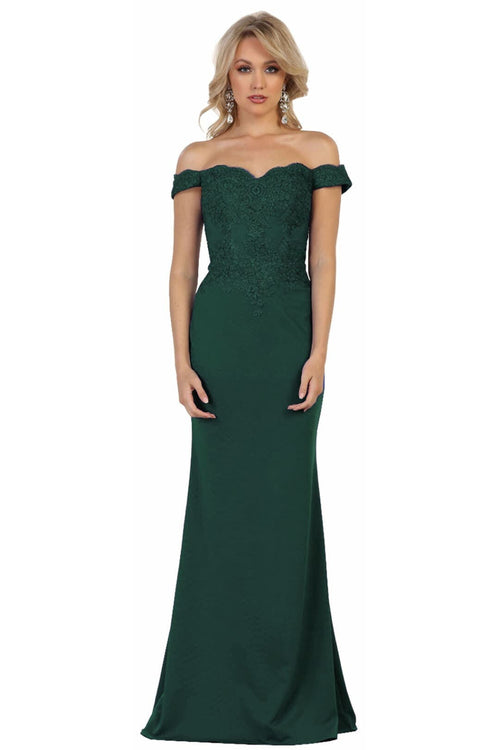 Elegant Form Fitting Evening Dress | Off The Shoulder Formal Gown