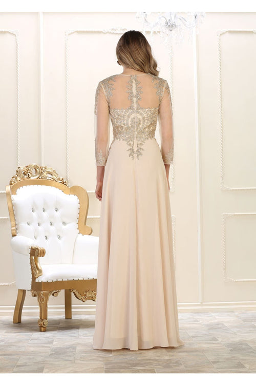 3/4 Sleeve Mother of the Bride Dress Embroidered Modern Evening Gown