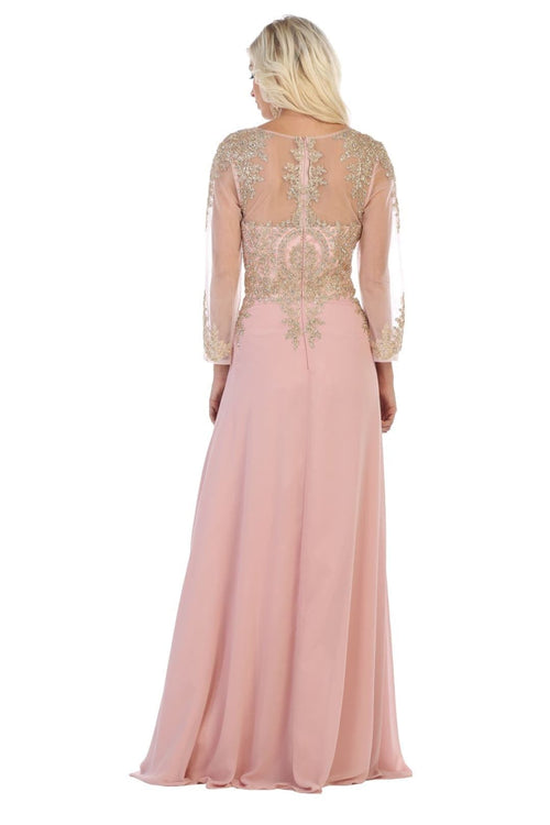 3/4 Sleeve Mother of the Bride Dress Embroidered Modern Evening Gown
