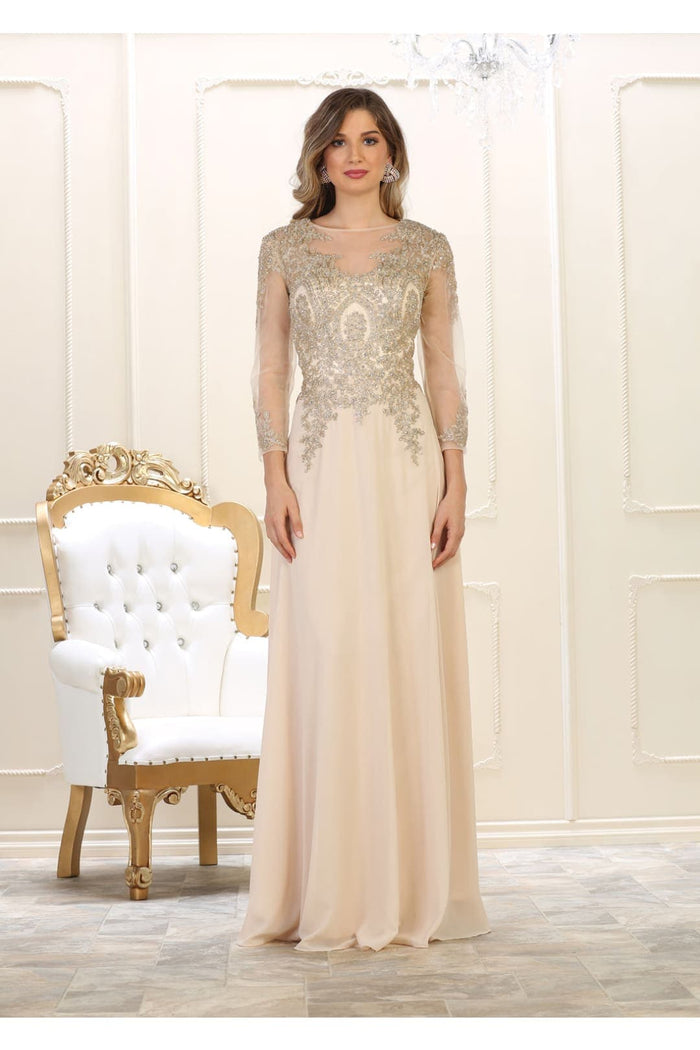 3/4 Sleeve Mother of the Bride Dress Embroidered Modern Evening Gown