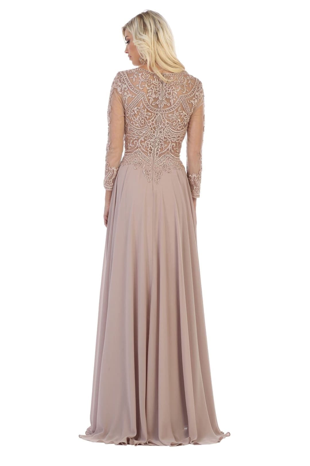 May Queen MQ1615 Long Sleeve A Line Classy Mother of the Bride Gown-New Collection