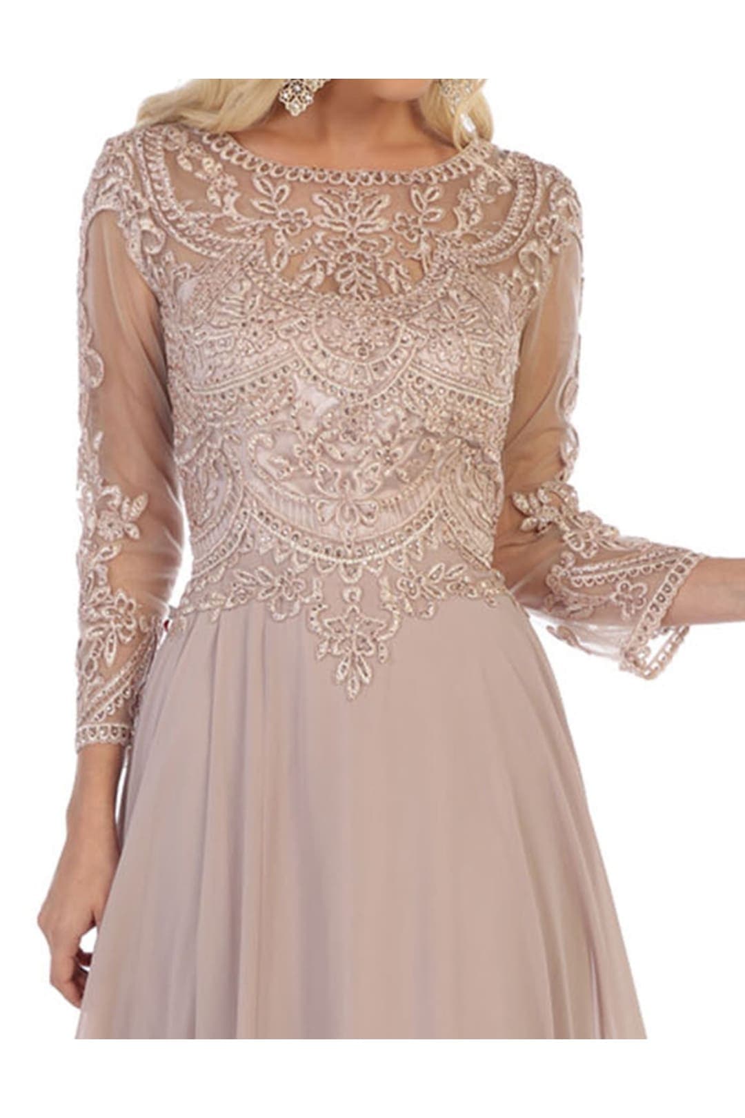 May Queen MQ1615 Long Sleeve A Line Classy Mother of the Bride Gown-New Collection