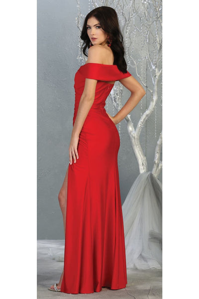 May Queen MQ1825 Off Shoulder Bodycon Evening Dress