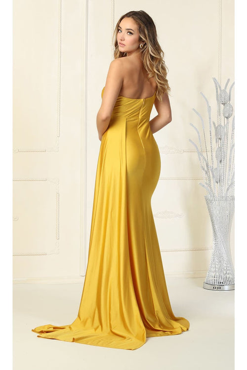 One Shoulder Bridesmaid Dress Simple Stretchy Long Evening Formal Gown