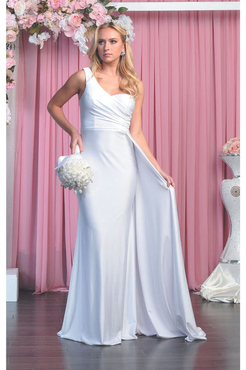 One Shoulder Bridesmaid Dress Simple Stretchy Long Evening Formal Gown