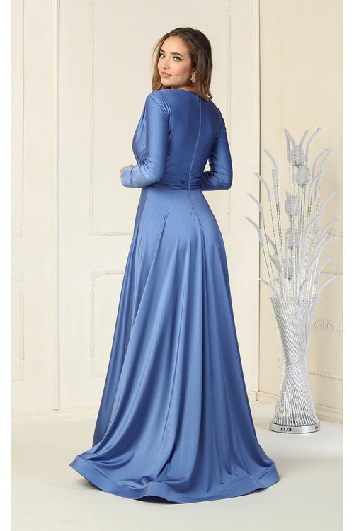 Long Sleeve Stretchy Formal Evening Gown