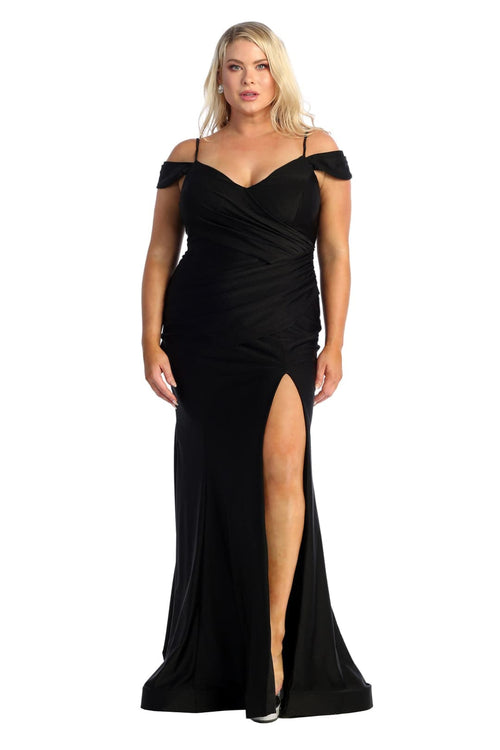 May Queen MQ1855 Long Slit Cold Shoulder Bodycon Prom Dress