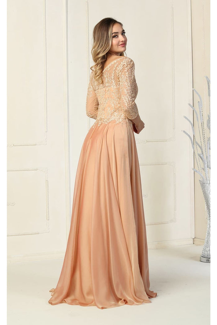 May Queen MQ1860 Short Sleeve V Neck Mother Of Bride Plus Size Dress