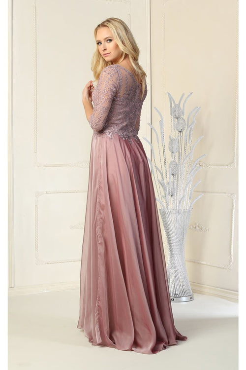 May Queen MQ1860 Short Sleeve V Neck Mother Of Bride Plus Size Dress