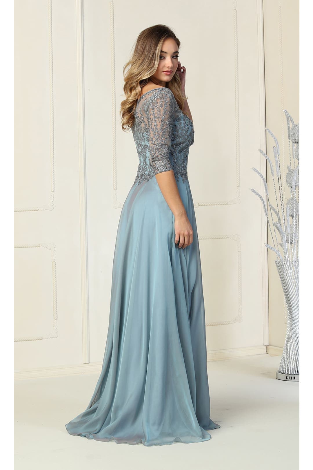 May Queen MQ1860 Short Sleeve V Neck Mother Of Bride Plus Size Dress