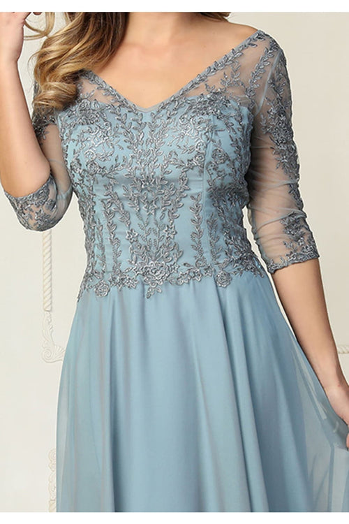 May Queen MQ1860 Short Sleeve V Neck Mother Of Bride Plus Size Dress