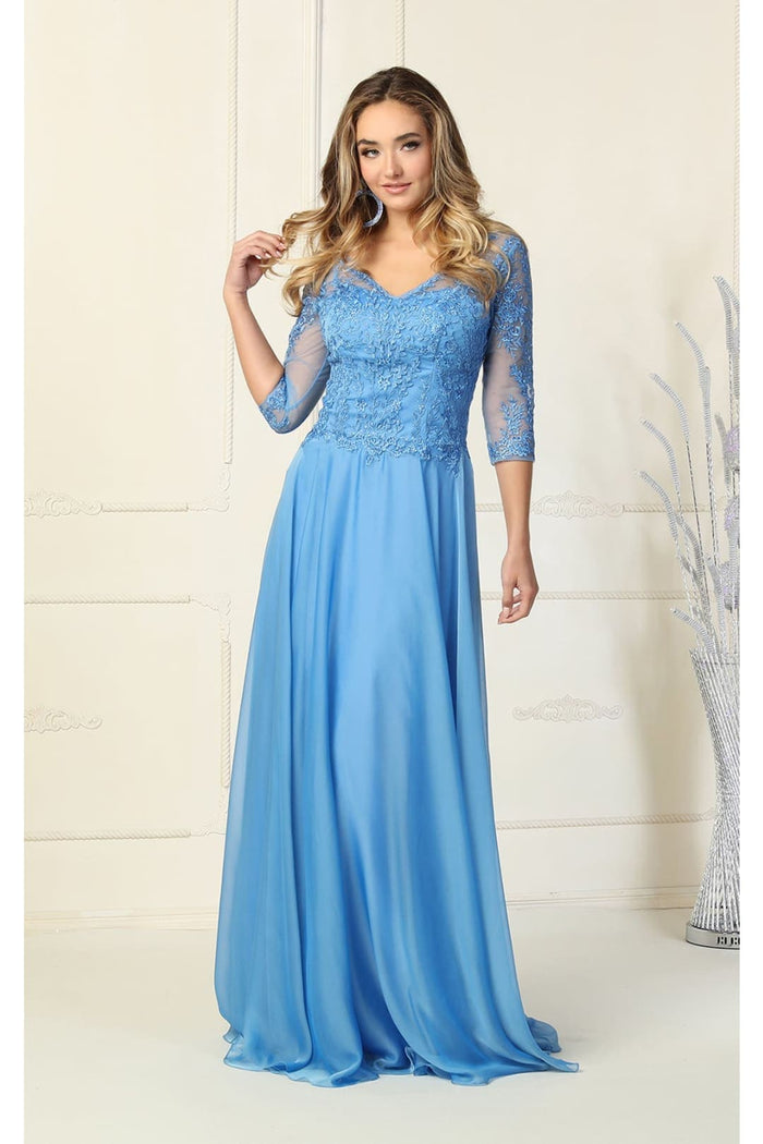 May Queen MQ1860 Short Sleeve V Neck Mother Of Bride Plus Size Dress