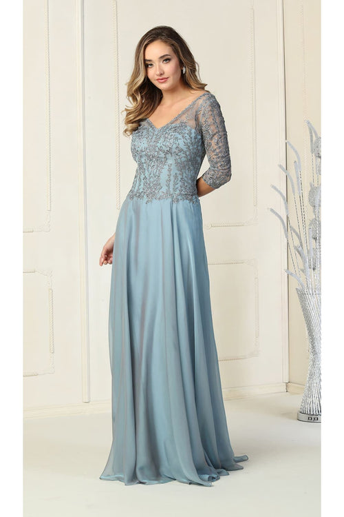 May Queen MQ1860 Short Sleeve V Neck Mother Of Bride Plus Size Dress