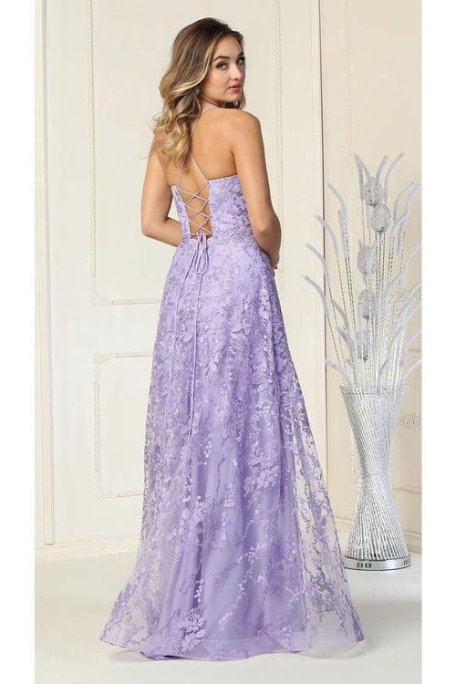 May Queen MQ1885 Floral Pattern Prom Dress