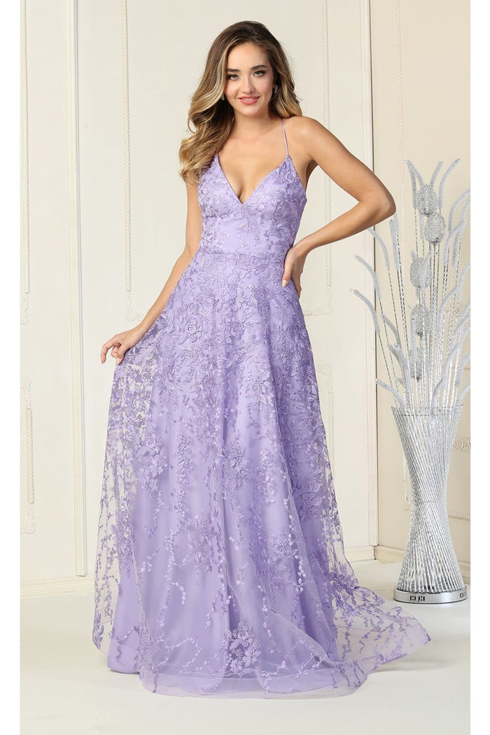 May Queen MQ1885 Floral Pattern Prom Dress