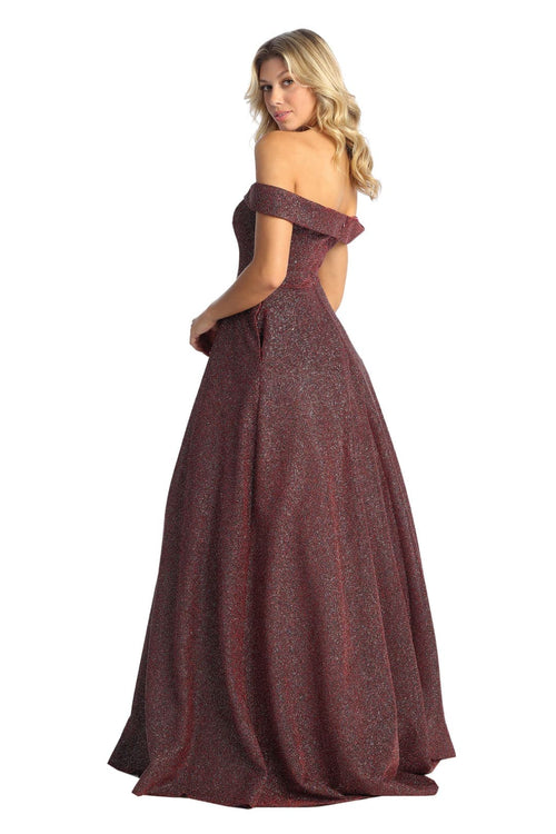 Off The Shoulder A-Line Prom Dress Glitter Formal Evening Gown MQ1915