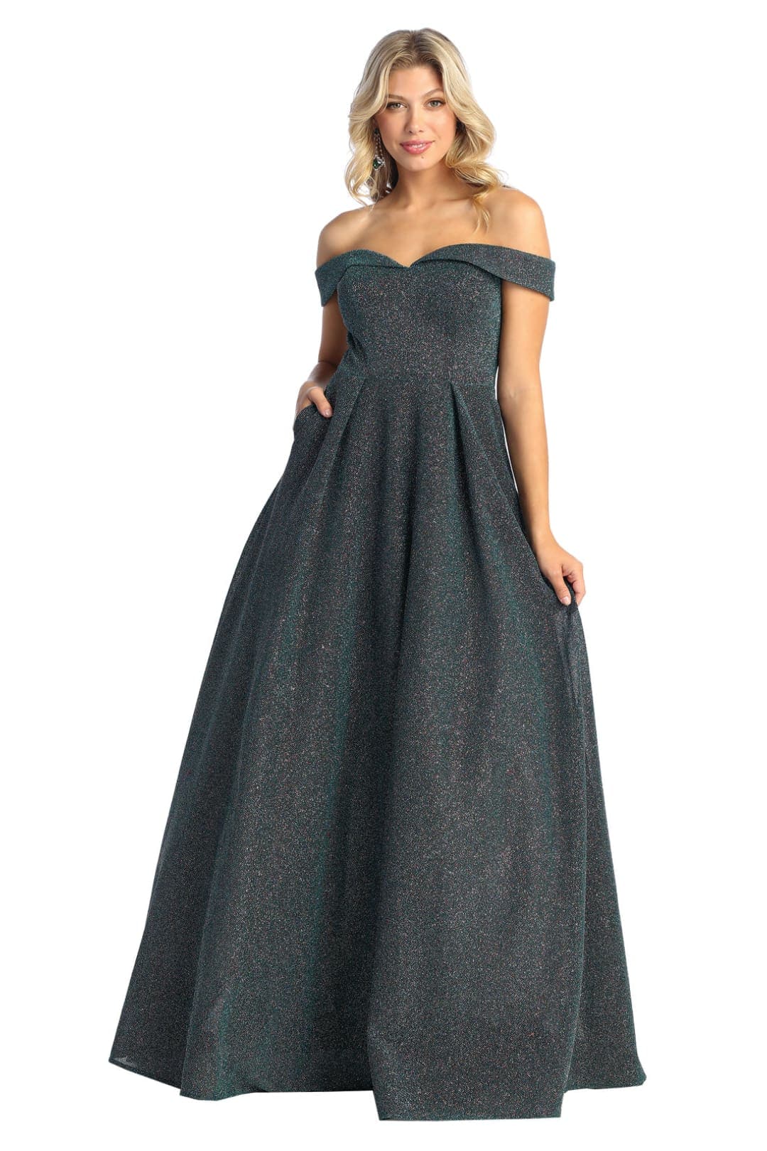 Off The Shoulder A-Line Prom Dress Glitter Formal Evening Gown MQ1915