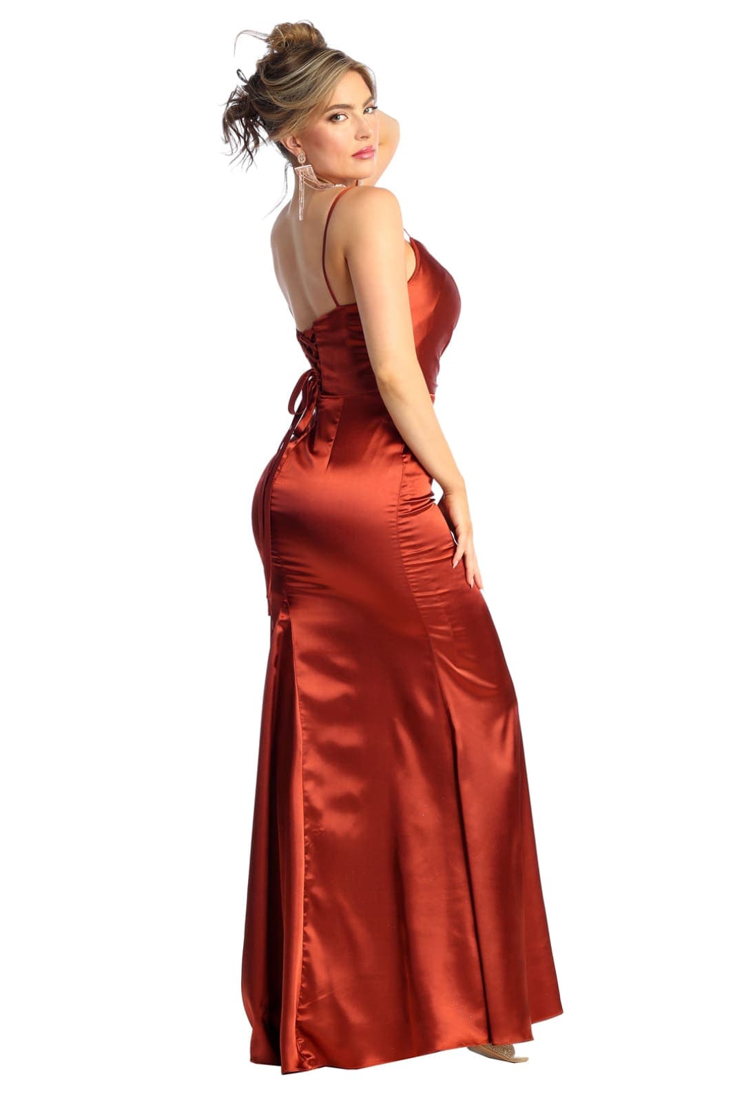 Long Bridesmaid Dress Satin Formal Evening Gown by MQ1931