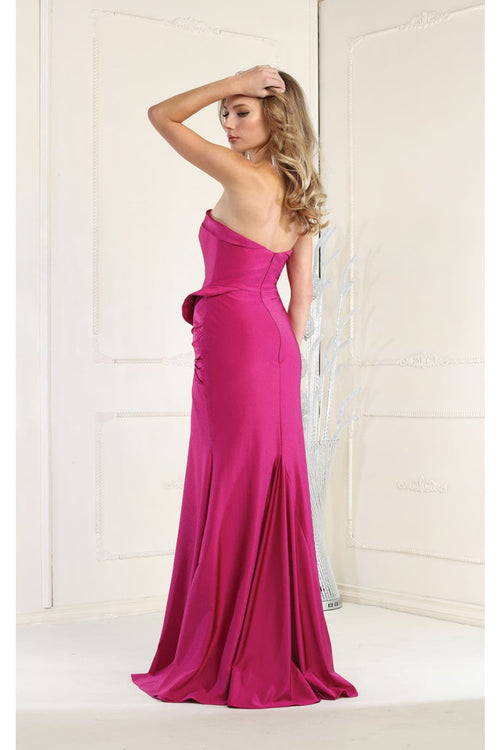 Simple Strapless Ruched Formal Dress MQ1947