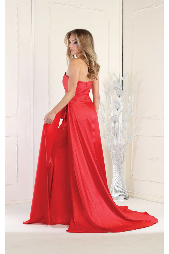 May Queen MQ1983 Strapless Ruched Sheath Evening Dress