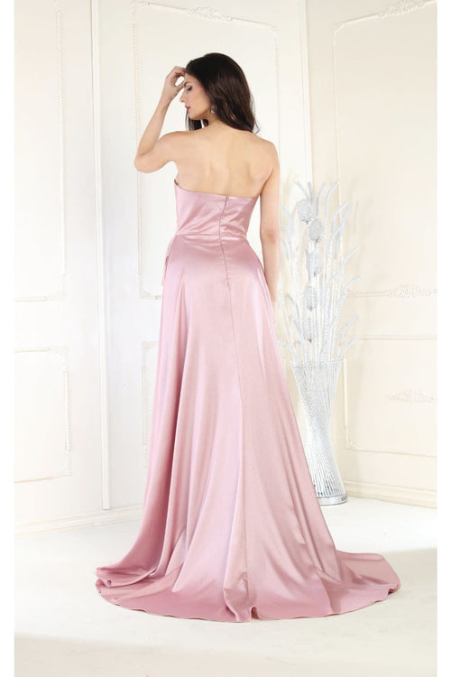 May Queen MQ1983 Strapless Ruched Sheath Evening Dress