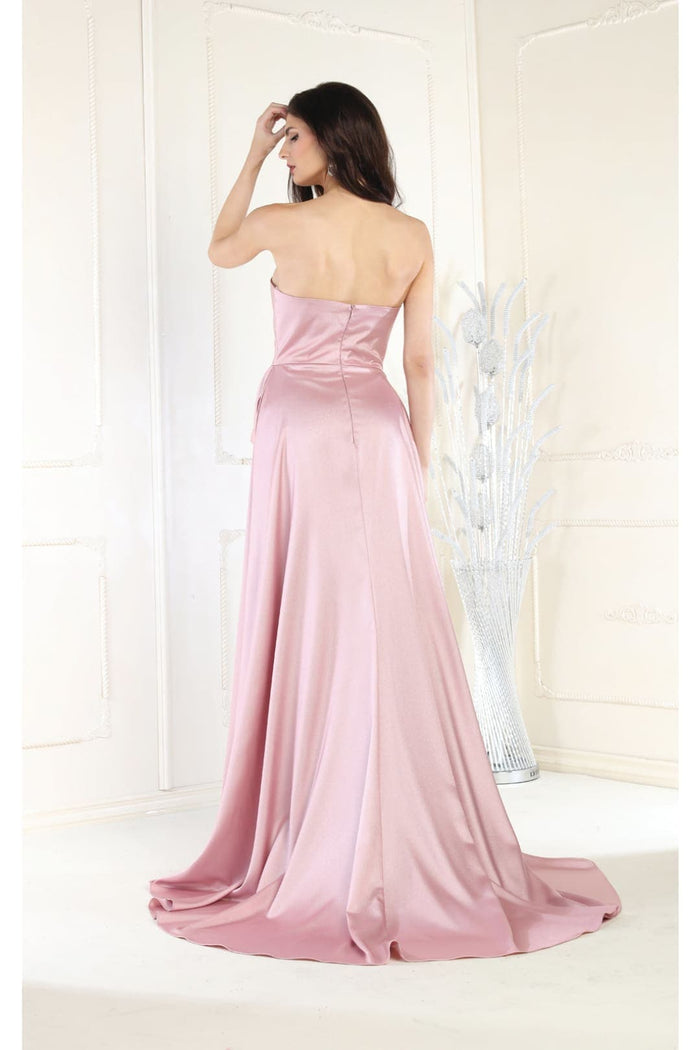 May Queen MQ1983 Strapless Ruched Sheath Evening Dress