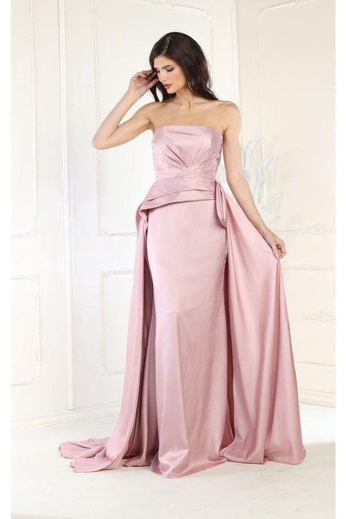May Queen MQ1983 Strapless Ruched Sheath Evening Dress