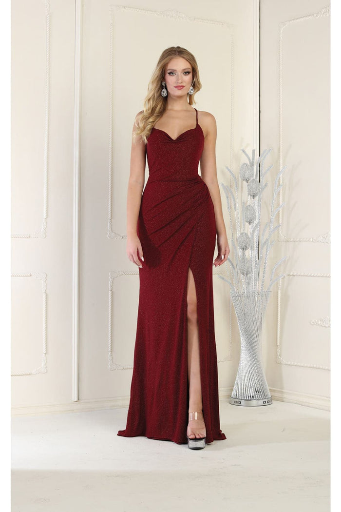 May Queen MQ1987 Criss Cross Open Back Prom Dress