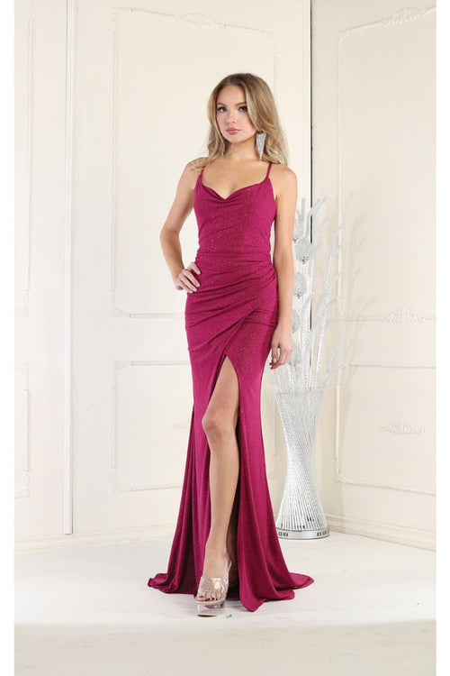 May Queen MQ1987 Criss Cross Open Back Prom Dress