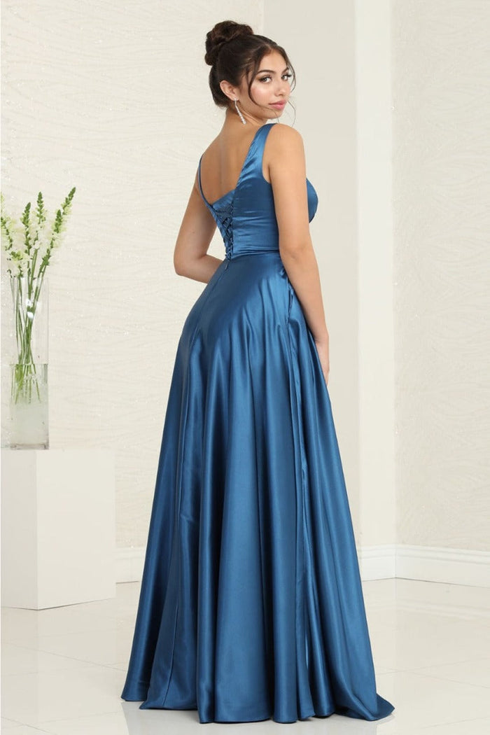May Queen MQ1994 Sleeveless Side Pockets Satin Formal Evening Dress