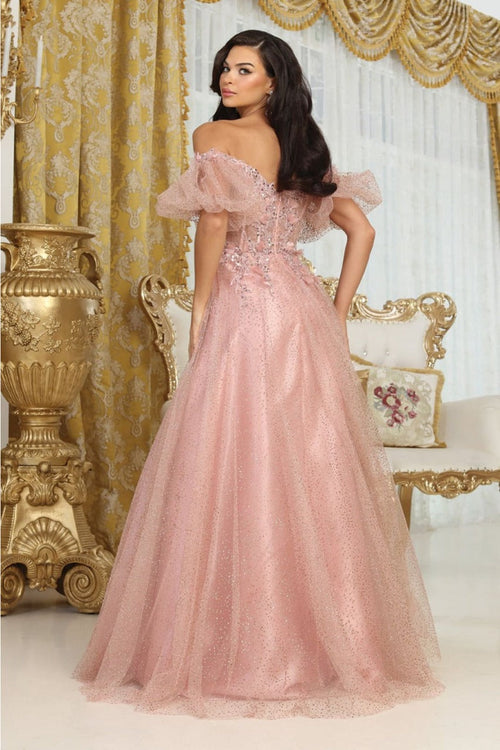 May Queen MQ2033 Sweetheart Puffed Sleeves Gala Long Gown