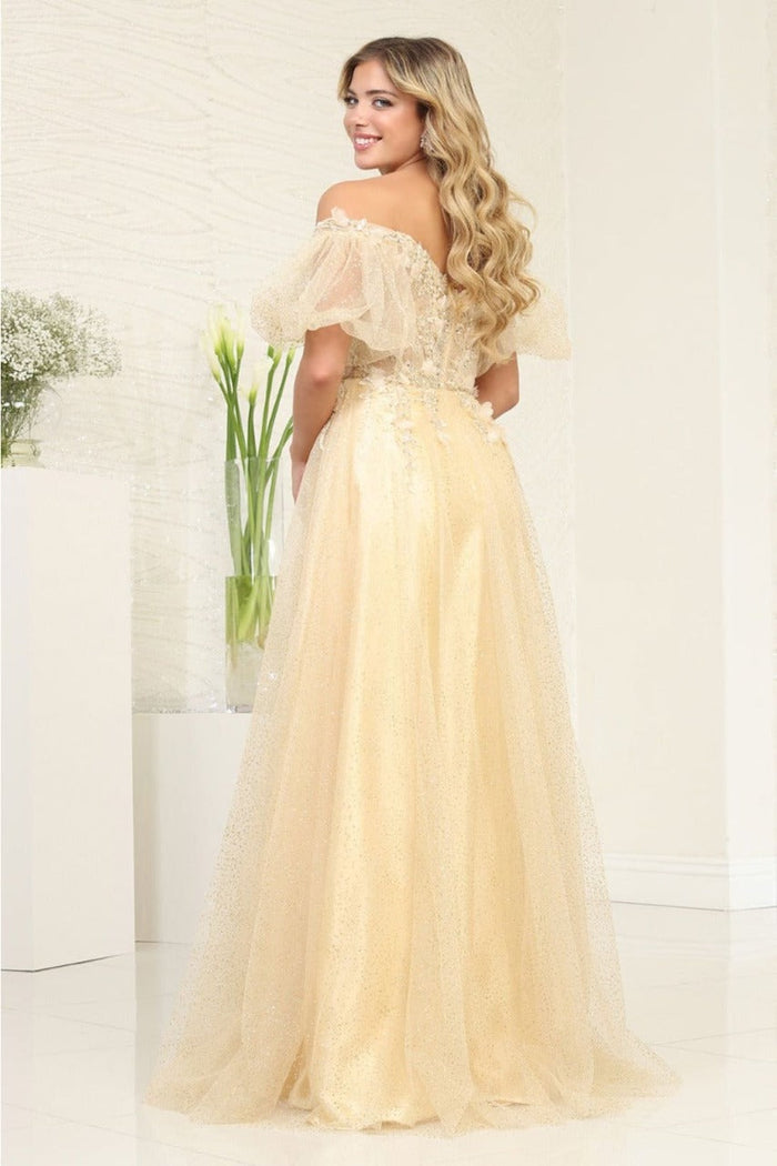 May Queen MQ2033 Sweetheart Puffed Sleeves Gala Long Gown