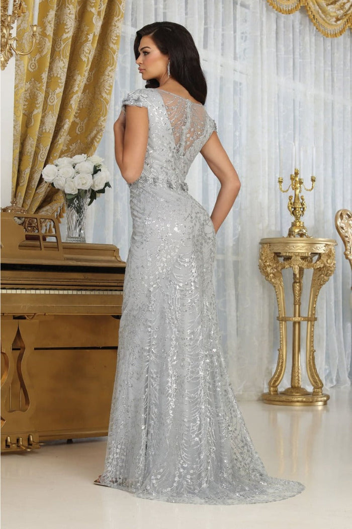 Floral Appliqued Long Mesh Formal Gown-New Collection