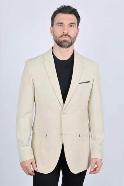 Men’s Heather Beige Cowboy Sport Coat – Classic Elbow Patch Jacket