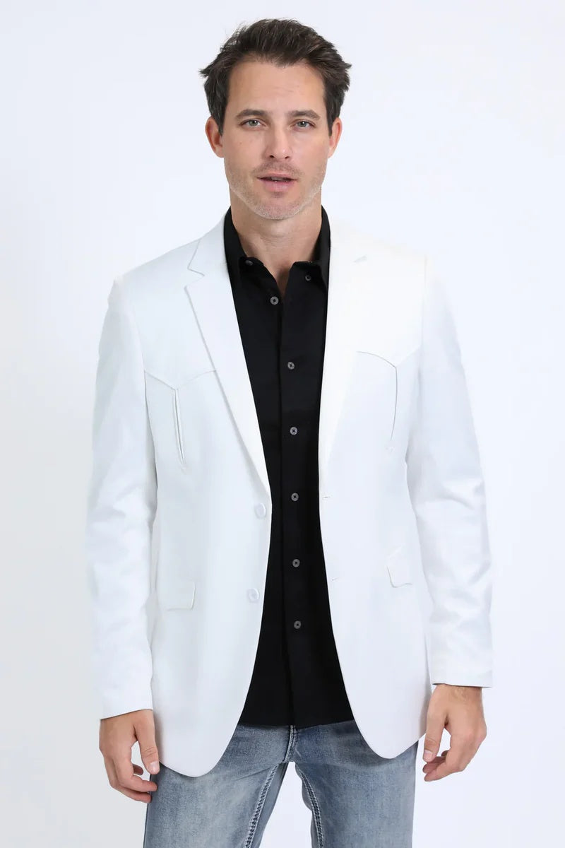 Mens White Western Blazer – Modern Fit Cowboy Tuxedo Style Western Suit – SuitUSA