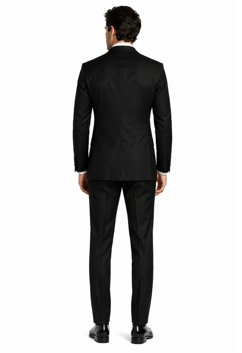 Men’s Black Double-Breasted Tuxedo - Classic Shawl Lapel Suit with Gold Buttons for Weddings, Galas, and Black Tie Events by USA Men's Outlet