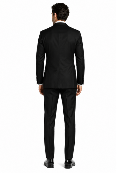 Men’s Black Double-Breasted Tuxedo - Classic Shawl Lapel Suit with Gold Buttons for Weddings, Galas, and Black Tie Events by USA Men's Outlet