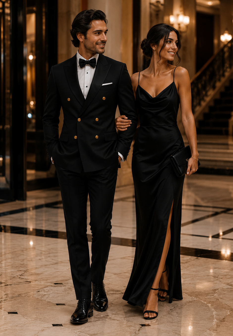 Men’s Black Double-Breasted Tuxedo - Classic Shawl Lapel Suit with Gold Buttons for Weddings, Galas, and Black Tie Events by USA Men's Outlet