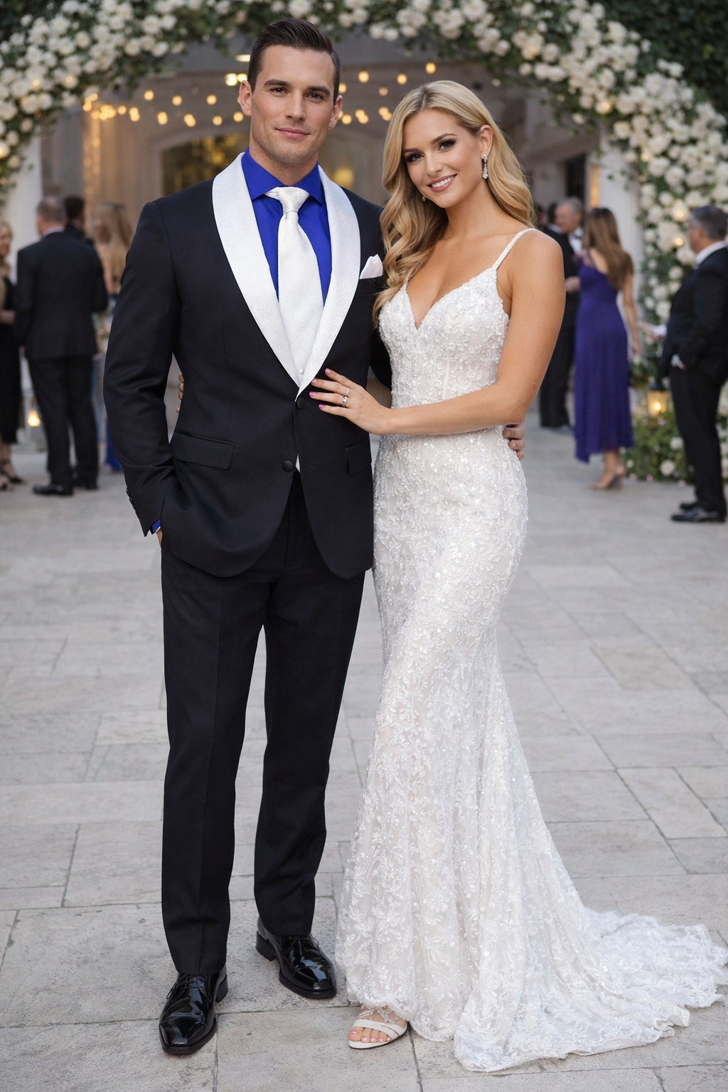 Men’s Black Wedding Suit with White & Sky Blue Shawl Lapel – Classic Modern Fit Tuxedo