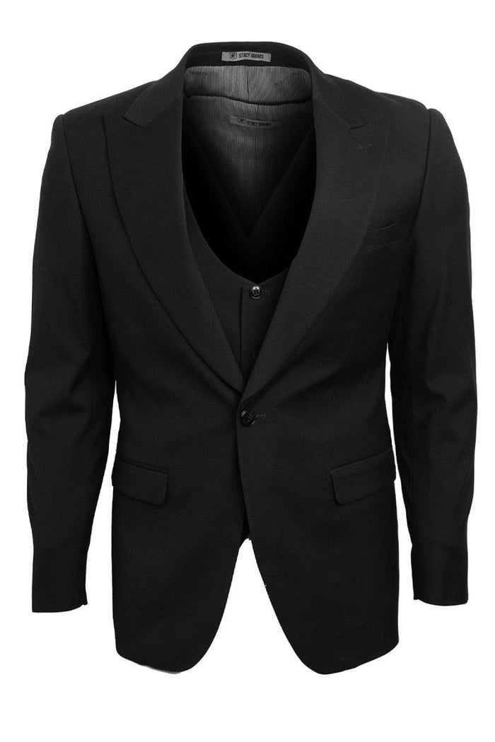 Men's Charcoal Stacy Adams Vested 1-Button Peak Lapel Suit - USA Men's Outlet