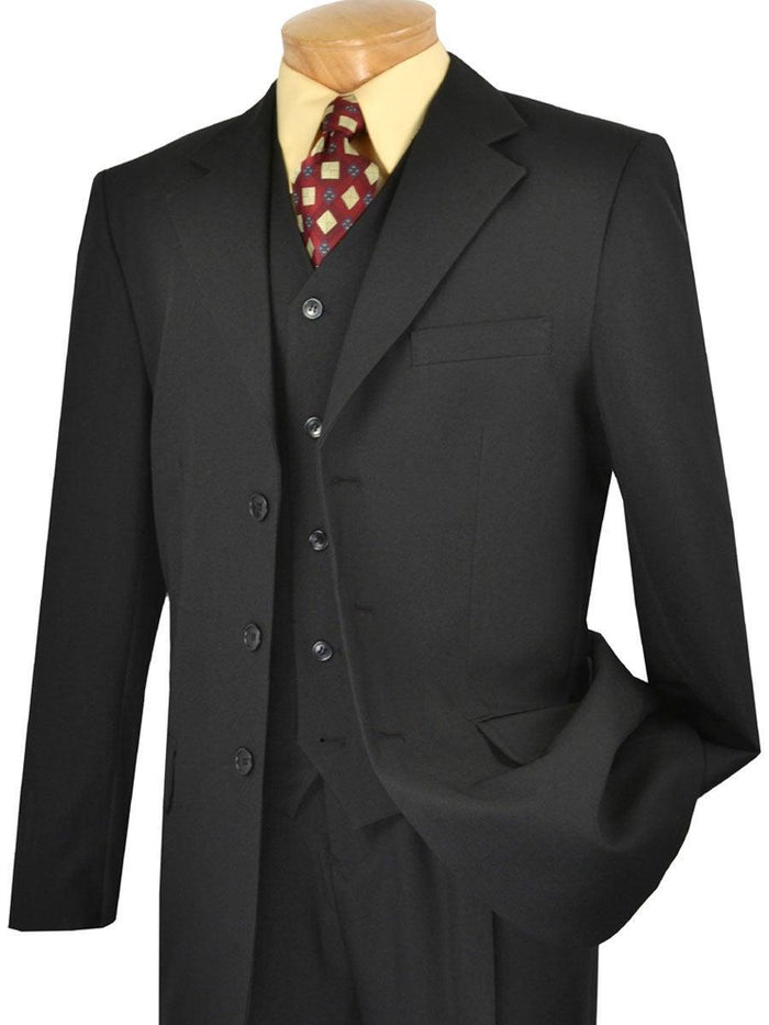 Men's Classic Single breasted 3 Piece Suit Colors Black by Vinci