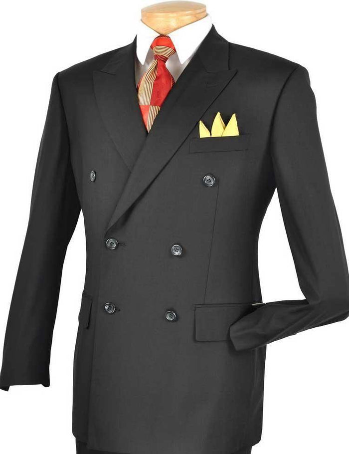 Black Double Breasted Regular Fit Suit by Vinci