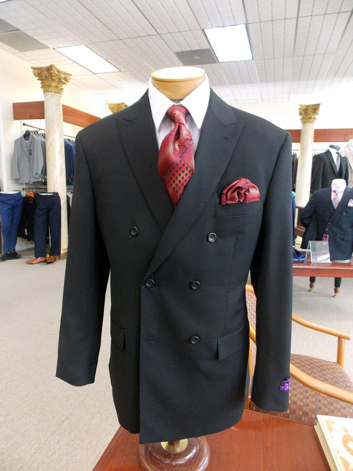 Black Double Breasted Regular Fit Suit by Vinci