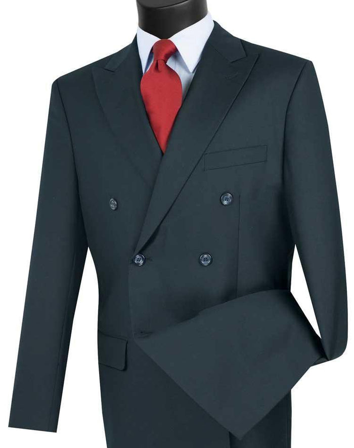 Navy Double Breasted Regular Fit Suit by Vinci