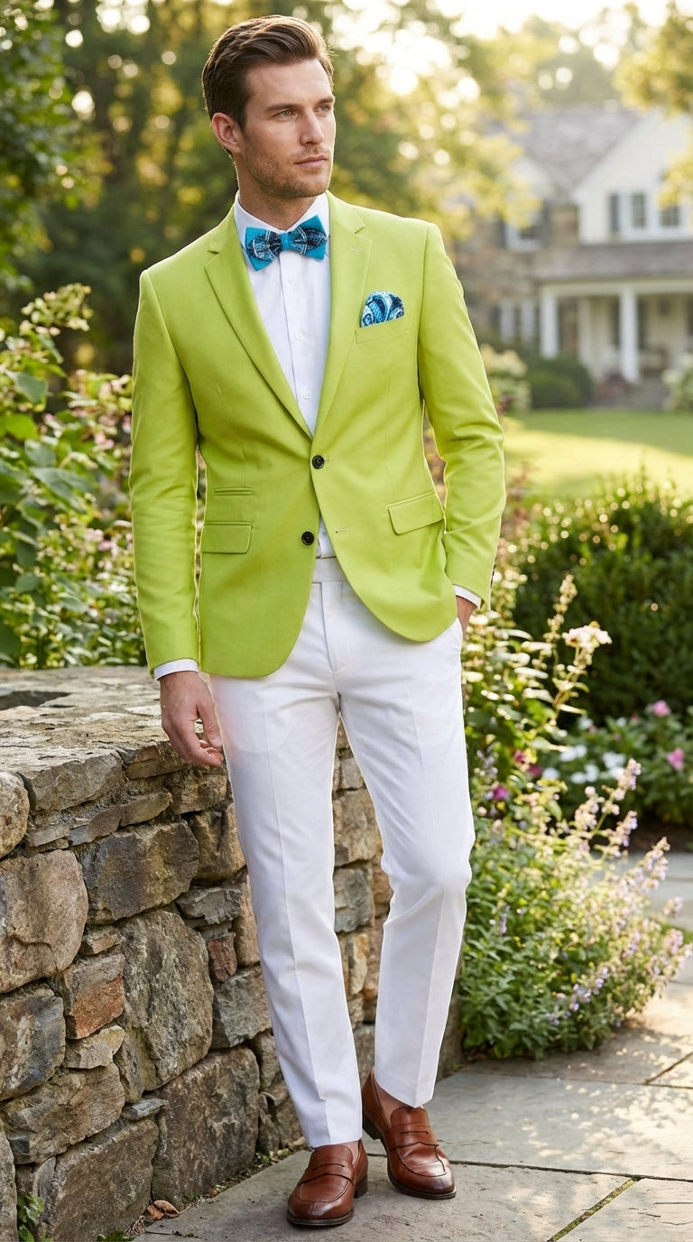 Men’s Lime Green Blazer – Bright Formal Sport Coat for Prom, Wedding and Statement Party Wear in Neon Light Green
